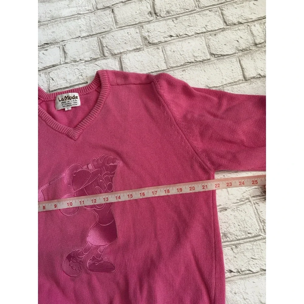 Vintage La Mode Embroidered ‎ Sweater Golf Pink Mickey Mouse golf  Size Large